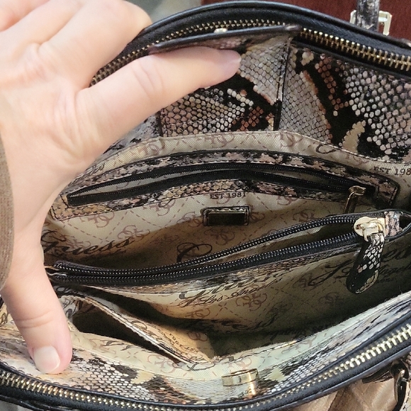 GUESS Multicolor Snake Print Satchel and Wallet - Picture 7 of 12
